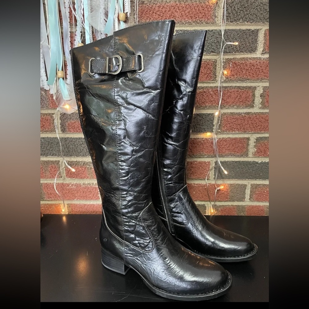 New Born Women's Cort Leather Riding Tall Boots Black SIZE 7.5 NWT